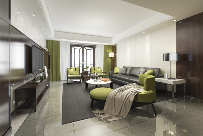 Living room designed by residential interior designers